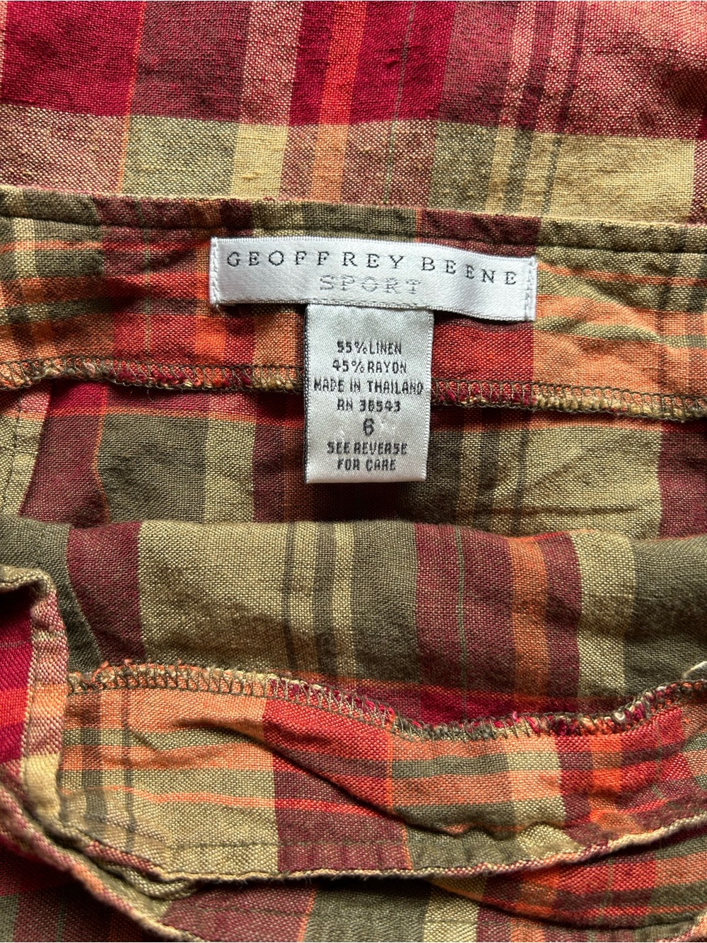 Vintage Geoffrey Beene Linen Plaid Wrap Maxi Skirt Dark Acadamia Size 6 Small - Picture 3 of 8